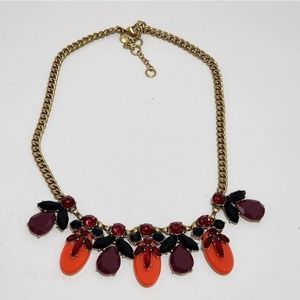 J. CREW gold, magenta, and coral jeweled necklace